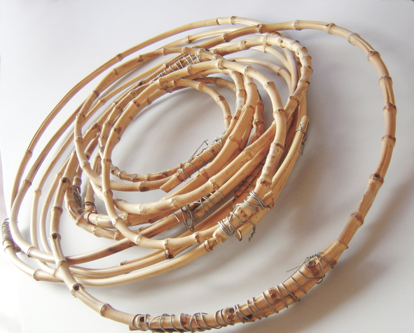 自作釣竿用品＞竹の根で作った玉枠32cm【商品番号77】